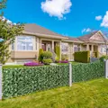 Outsunny 2-Piece Artificial Leaf Hedge Screen Privacy Fence Panel for Garden Outdoor Indoor Decor, Dark Green, 2.4M x 1M - 2