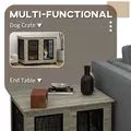 PawHut Indoor Dog Crate Furniture End Table with Soft Washable Cushion, Lockable Front Door, for Medium Dogs - Black - 5