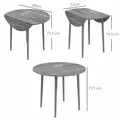 HOMCOM Folding Dining Table for 4, Round Drop Leaf Table, Modern Space Saving Small Kitchen Table with Wood Legs for Dining Room, Grey - 3