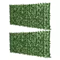 Outsunny 2-Piece Artificial Leaf Hedge Screen Privacy Fence Panel for Garden Outdoor Indoor Decor, Dark Green, 2.4M x 1M - 1