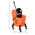 HOMCOM 25L Mop Bucket, with Wringer, Wheels and Handle - Orange - 3