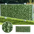 Outsunny 2-Piece Artificial Leaf Hedge Screen Privacy Fence Panel for Garden Outdoor Indoor Decor, Dark Green, 2.4M x 1M - 7
