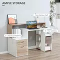 HOMCOM Computer Desk with Drawers and Storage Shelves, Office Desk Writing Table with Printer Stand, Large Workstation for Study Play Work Home Office, 137 x 55 x 92cm, Oak - 5