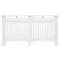 HOMCOM Slatted Radiator Cover Painted Cabinet MDF Lined Grill in White (152L x 19W x 81H cm) - 1