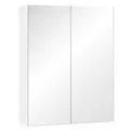 HOMCOM Bathroom Mirror Cabinet, 3-Tier Wall Mount Bathroom Storage Cabinet with Soft-Close Hinges and Adjustable Shelf, Double Door Cupboard, 60 x 15 x 75 cm, White - 1