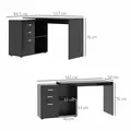 HOMCOM L Shaped Computer Desk, Reversible Home Office Desk with Drawers, File Cabinet and Storage Shelves, Study Table, 117 x 83.5 x 76cm, Black - 3