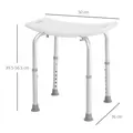 HOMCOM Height Adjustable Bath Stool, Aluminium Shower Stool with Non-Slip Pads for Elderly, Disabled, Seniors, Pregnant, White - 3