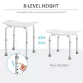 HOMCOM Height Adjustable Bath Stool, Aluminium Shower Stool with Non-Slip Pads for Elderly, Disabled, Seniors, Pregnant, White - 4