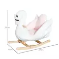 HOMCOM Kids Rocking Horse Plush Ride On Swan Toy w/ Safety Seat for Toddler 18 Months +, White and Pink - 3