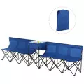 Outsunny 6 Seat Folding Sports Bench Portable Sports Team Bench Spectator Chair with Cooler Bag and Carrying Bag for Outdoor Picnic Camping - Blue - 1