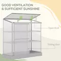 Outsunny 3 Tier Greenhouse Garden Outdoor Cold Frame Plant Flower Growth Transparent Polycarbonate Board Openable Roof Sliding Door w/ Foundation 131L x 58W x 140H cm - 5
