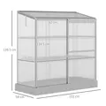 Outsunny 3 Tier Greenhouse Garden Outdoor Cold Frame Plant Flower Growth Transparent Polycarbonate Board Openable Roof Sliding Door w/ Foundation 131L x 58W x 140H cm - 3