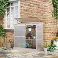 Outsunny 3 Tier Greenhouse Garden Outdoor Cold Frame Plant Flower Growth Transparent Polycarbonate Board Openable Roof Sliding Door w/ Foundation 131L x 58W x 140H cm - 2