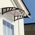 Outsunny Front Door Canopy Outdoor Awning Aluminium Rigid Plastic Polycarbonate Rain Shelter UV Water Rain Resistant 120 x 75cm Brown - 2