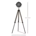 HOMCOM Floor Lamp with Adjustable Tripod for Living Room Bedroom, Vintage Spotlight Reading Lamp with Wood Legs, 115-155cm, Grey - 3