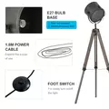 HOMCOM Floor Lamp with Adjustable Tripod for Living Room Bedroom, Vintage Spotlight Reading Lamp with Wood Legs, 115-155cm, Grey - 7