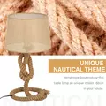 HOMCOM Nautical Style Table Lamp with Fabric Lampshade Metal Frame Power Switch, 48cm Home Desk Lamp Bedroom Living Room Study E27 Base, Beige - 4