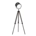 HOMCOM Floor Lamp with Adjustable Tripod for Living Room Bedroom, Vintage Spotlight Reading Lamp with Wood Legs, 115-155cm, Grey - 1