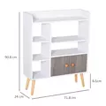 HOMCOM Bookcase, Freestanding Book Shelf with Storage Cabinet, 6 Shelves and Wood Legs for Home Office Display, White and Grey, 24D x 71.8W x 90.8H cm - 3