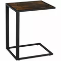 HOMCOM C-Shaped Side Table, Bedside Table with Metal Frame, Accent Sofa Couch Table for Living room, Bedroom, Brown and Black - 1