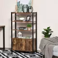 HOMCOM Industrial Bookshelf, Storage Cabinet with 3-Tier with Doors, for Home Office, Living Room Rustic Brown - 1