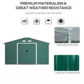 Outsunny 12.5ft Sliding Door Durable Steel Storage Shed with 4 Ventilation Outdoor, Green - 4