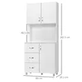 HOMCOM 183.5cm Free standing Kitchen Cupboard, Storage Cabinet with Doors and Sheleves, 3 drawers and Open Space, Adjustable Height Storage Unit, White - 3