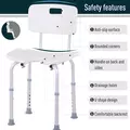 HOMCOM 8-Level Height Adjustable Bath Stool Spa Shower Chair Aluminum w/ Non-Slip Feet, Handle for the Pregnant, Old, Injured - 5