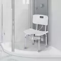 HOMCOM 8-Level Height Adjustable Bath Stool Spa Shower Chair Aluminum w/ Non-Slip Feet, Handle for the Pregnant, Old, Injured - 2