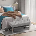 HOMCOM Tufted Upholstered Accent Bench Window Seat Bed End Stool Fabric Ottoman for Living Room, Bedroom, Hallway - 2