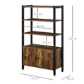 HOMCOM Industrial Bookshelf, Storage Cabinet with 3-Tier with Doors, for Home Office, Living Room Rustic Brown - 4