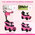 HOMCOM 3 in 1 Kids Children Ride on Push Car Toddler Sliding Car G350 Licensed Walker Foot to Floor Slider Push-Along with Horn Steering Wheel NO POWER Manual, Pink - 4