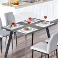 HOMCOM Dining Table, Contemporary Rectangle Kitchen Table with Metal Legs and Spacious Tabletop for Dining Room, Living Room, Dark Grey - 2