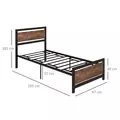 HOMCOM Single Size Metal Bed Frame with Headboard & Footboard, Strong Slat Support Solid Bedstead Base w/ Underbed Storage Space, Bedroom Furniture For Adults - 3