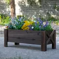 Outsunny 58L Garden Raised Bed Planter Grow Containers for Outdoor Patio Plant Flower Vegetable Pot Fir Wood, 100 x 36.5 x 36 cm, Carbonized Colour - 2