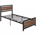 HOMCOM Single Size Metal Bed Frame with Headboard & Footboard, Strong Slat Support Solid Bedstead Base w/ Underbed Storage Space, Bedroom Furniture For Adults - 1