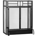 HOMCOM 3-Panel Folding Fireplace Screen with Door, Freestanding Spark Guard, Metal Mesh Fireguard, Black - 1