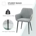 HOMCOM Dining Chairs Set of 2, Upholstered Linen Fabric Kitchen Chairs with Metal Legs for Living Room Dining Room, Light Grey - 5