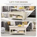 HOMCOM Lift Top Coffee Table w/ Hidden Storage Compartment Open Shelves Lift Tabletop Pop Up Centre Table for Living Room Oak Effect - 6