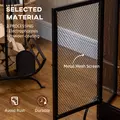 HOMCOM 3-Panel Folding Fireplace Screen with Door, Freestanding Spark Guard, Metal Mesh Fireguard, Black - 7