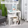 HOMCOM Side Table, 3 Tier End Table with Open Storage Shelves for Living Room, Bedroom, White - 5