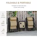 Outsunny Folding Zero Gravity Chairs, 3 Pieces Adjustable Sun Lounger and Table Set with Cup Holder and Headrest, Patio Bistro Set with Reclining Garden Chairs for Outdoor, Beige - 6