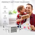 HOMCOM 3 Pcs Kids Table & Chairs Set Mini Seating Furniture Home Playroom Bedroom Dining Room w/ Storage Drawers Safe Corners for 2-4 Years old White - 7