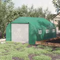 Outsunny Walk-in Polytunnel Garden Greenhouse, Outdoor Mesh Door Greenhouse with PE Cover and 6 Windows, 3.5 x 3 x 2m, Green - 2