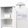kleankin Tall Bathroom Storage Cabinet with 3 Tier Shelf, Cupboard, Drawer, Door, Freestanding Linen Tower, Slim Side Organizer, White - 7
