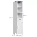 kleankin Tall Bathroom Storage Cabinet with 3 Tier Shelf, Cupboard, Drawer, Door, Freestanding Linen Tower, Slim Side Organizer, White - 3