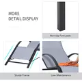 Outsunny 3 Pieces Lounge Chair Set Metal Frame Garden Outdoor Recliner Sunbathing Chair with Table, Light Grey - 6
