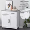 kleankin Freestanding Bathroom Cabinet, Storage Cupboard with 2 Drawers, Double Doors, Adjustable Shelf, White - 6