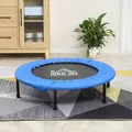 HOMCOM 40" Mini Fitness Trampoline Home Gym Yoga Exercise Rebounder Indoor Outdoor Jumper with Safety Pad, Support Up to 150 KG, Blue and Black - 2