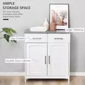 kleankin Freestanding Bathroom Cabinet, Storage Cupboard with 2 Drawers, Double Doors, Adjustable Shelf, White - 4